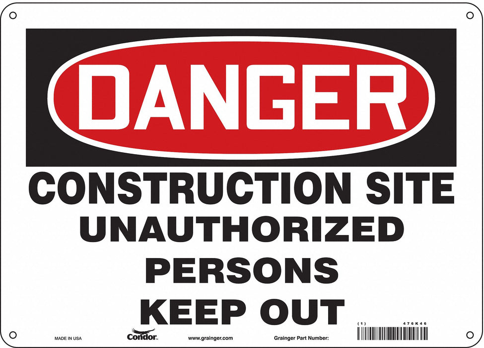 Safety Sign 10 inx14 in Polyethylene