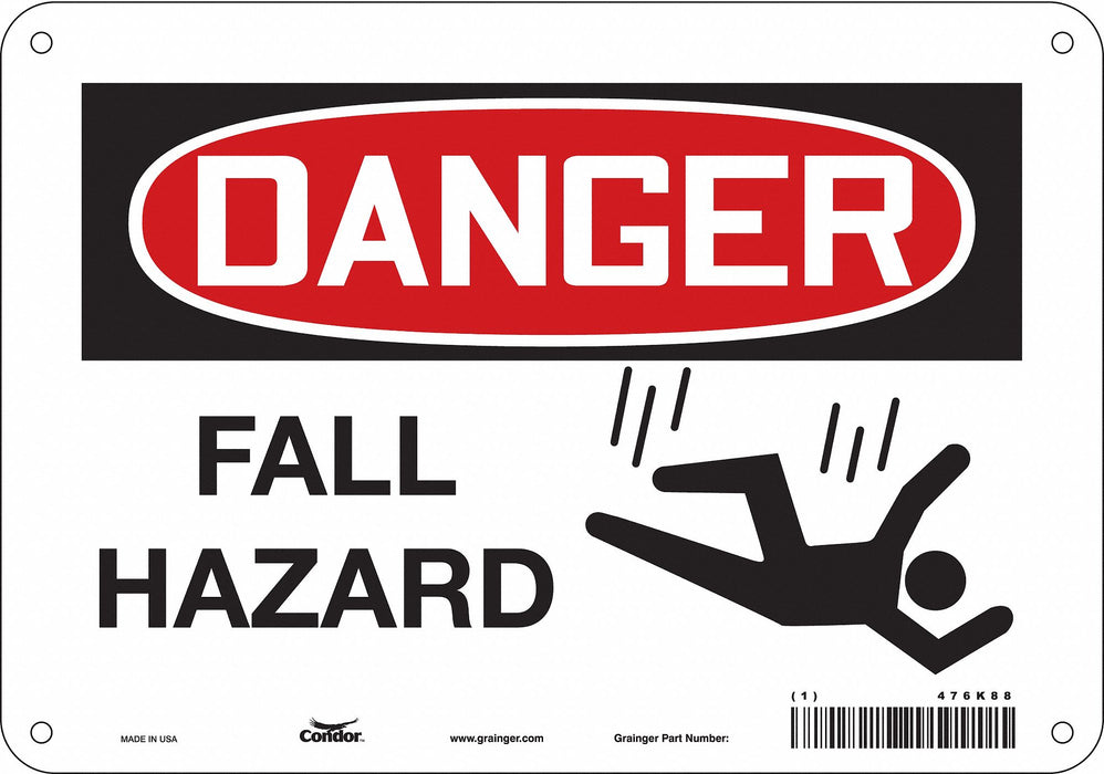 J8678 Safety Sign 7 inx10 in Polyethylene