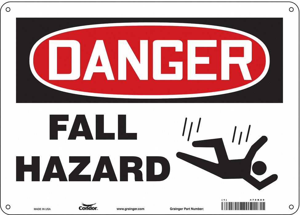 J8678 Safety Sign 10 inx14 in Polyethylene