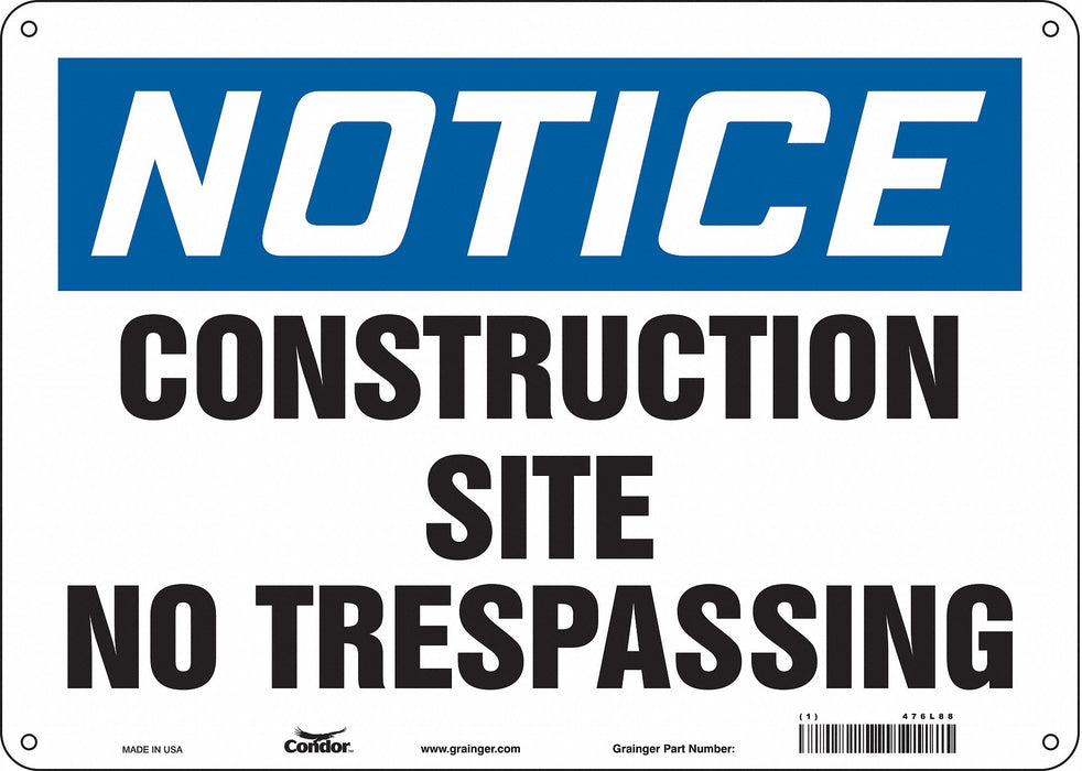 Safety Sign 10 in x 14 in Aluminum