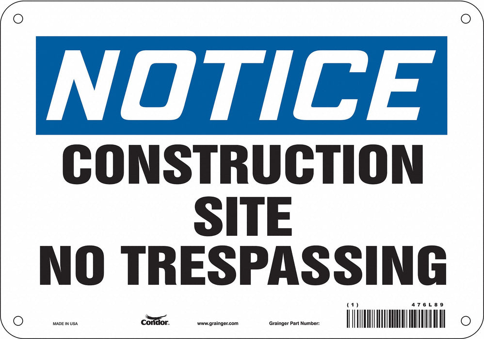 Safety Sign 7 inx10 in Polyethylene