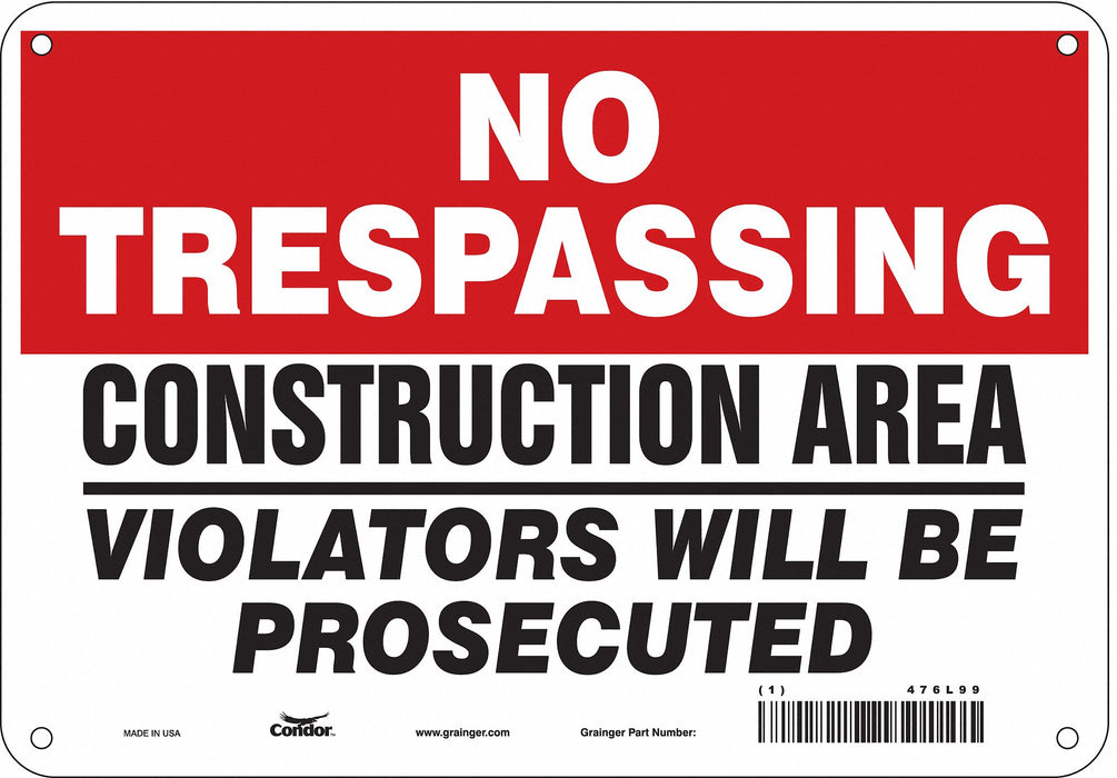 Safety Sign 7 in x 10 in Aluminum