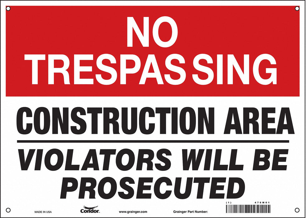 Safety Sign 10 inx14 in Aluminum