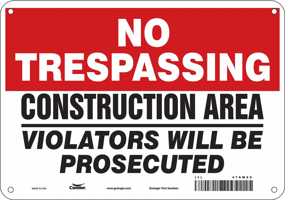 Safety Sign 7 in x 10 in Polyethylene