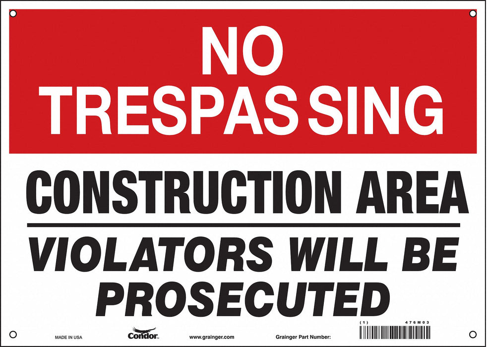Safety Sign 10 inx14 in Polyethylene