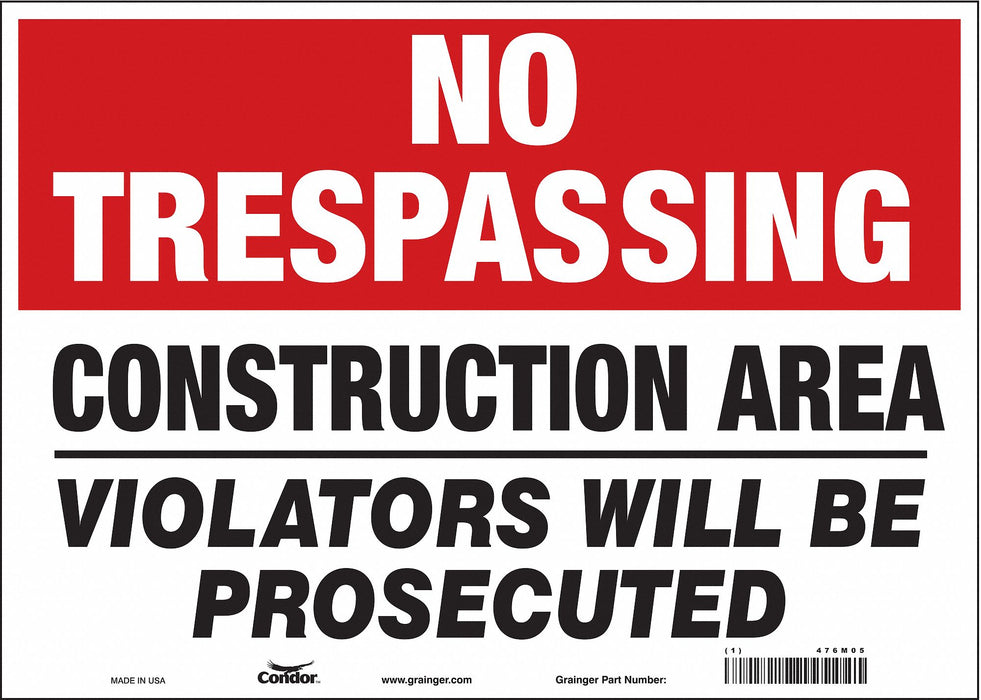 Safety Sign 10 in x 14 in Vinyl