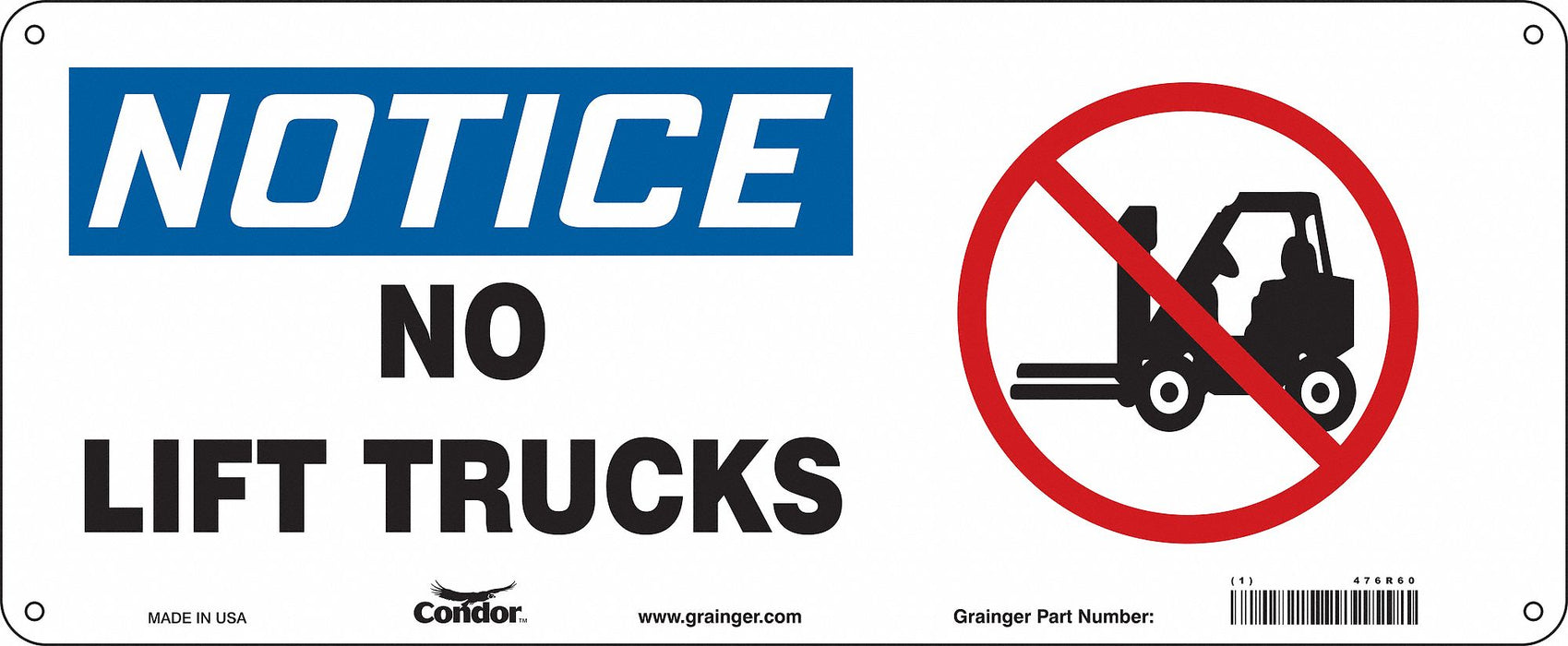 Safety Sign 7 in x 17 in Polyethylene