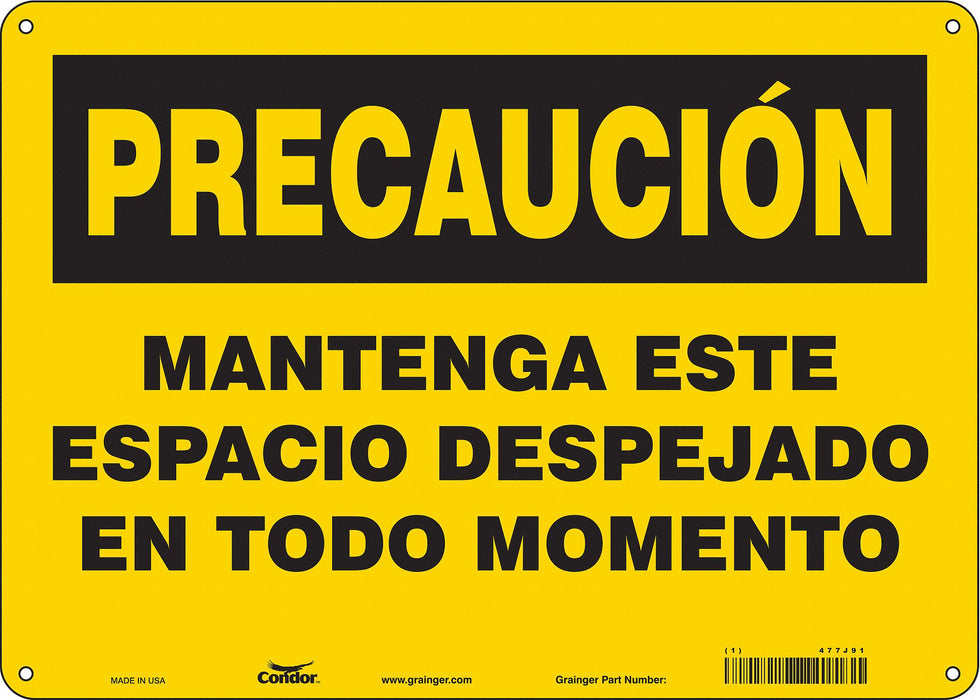 Safety Sign 10 in x 14 in Polyethylene