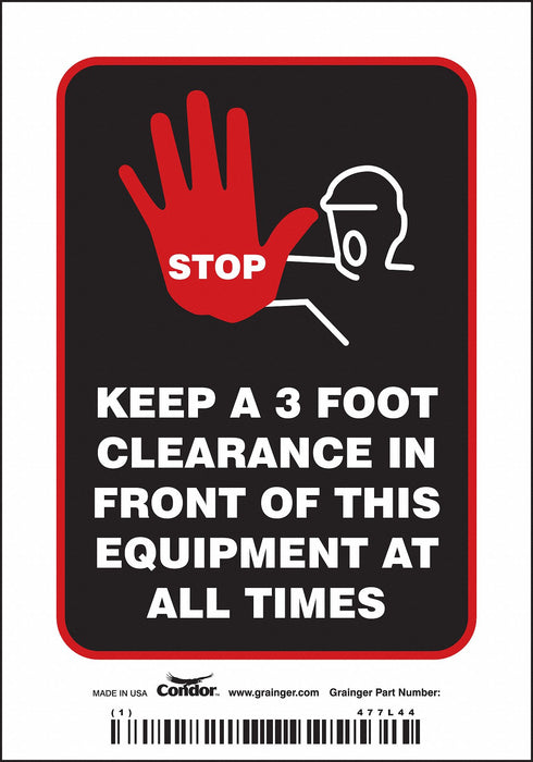 Safety Sign 5 inx3 1/2 in Vinyl PK5