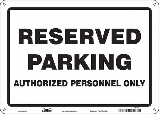 Reserved Parking Sign 10 x 14 