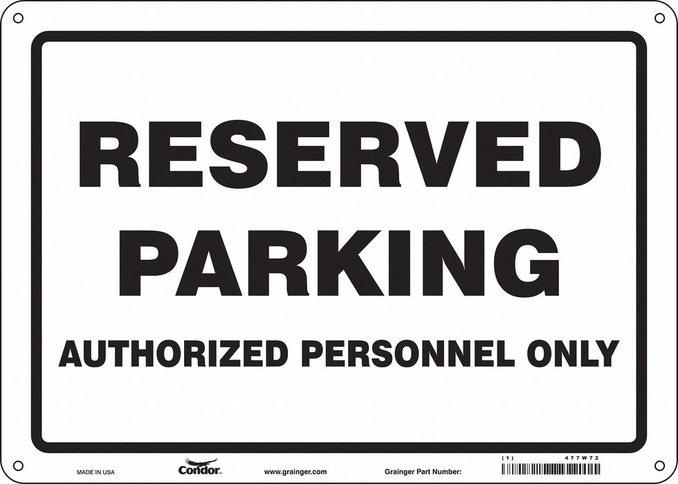 Reserved Parking Sign 10 x 14 