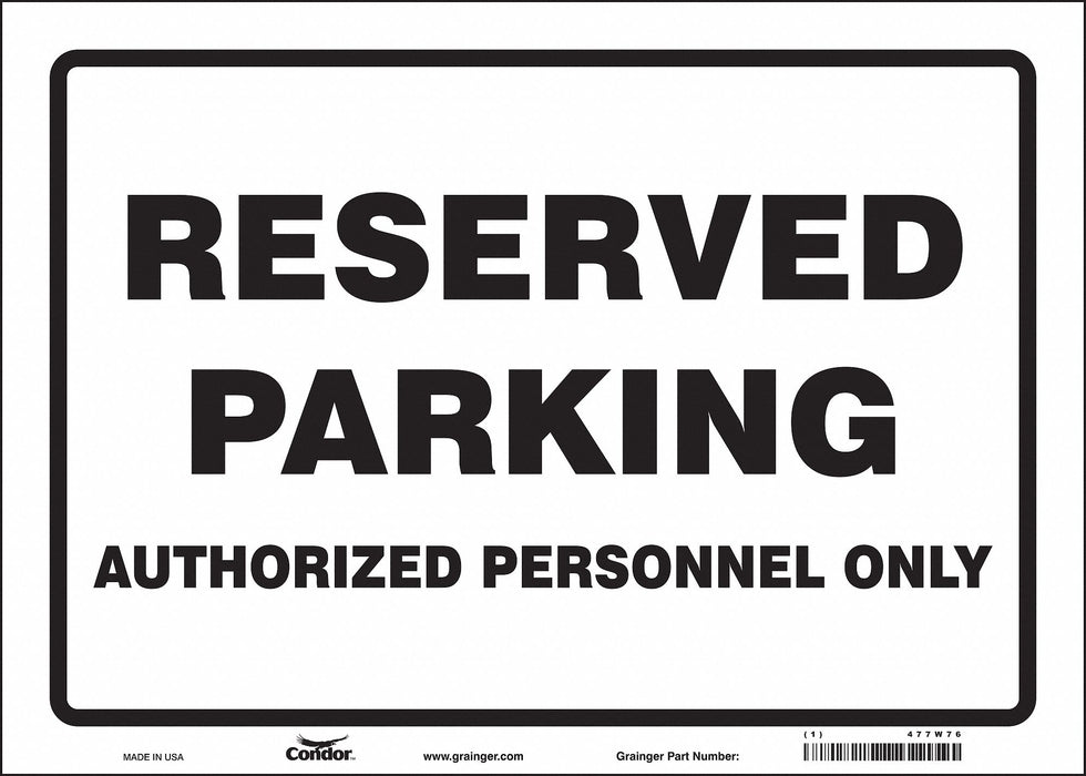 Reserved Parking Sign 10 x 14 