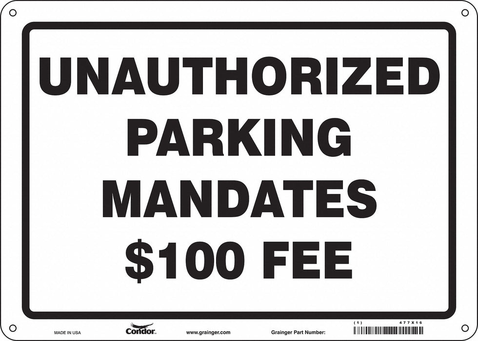 Unauthorized Vehicle Parking Sign 10x14 