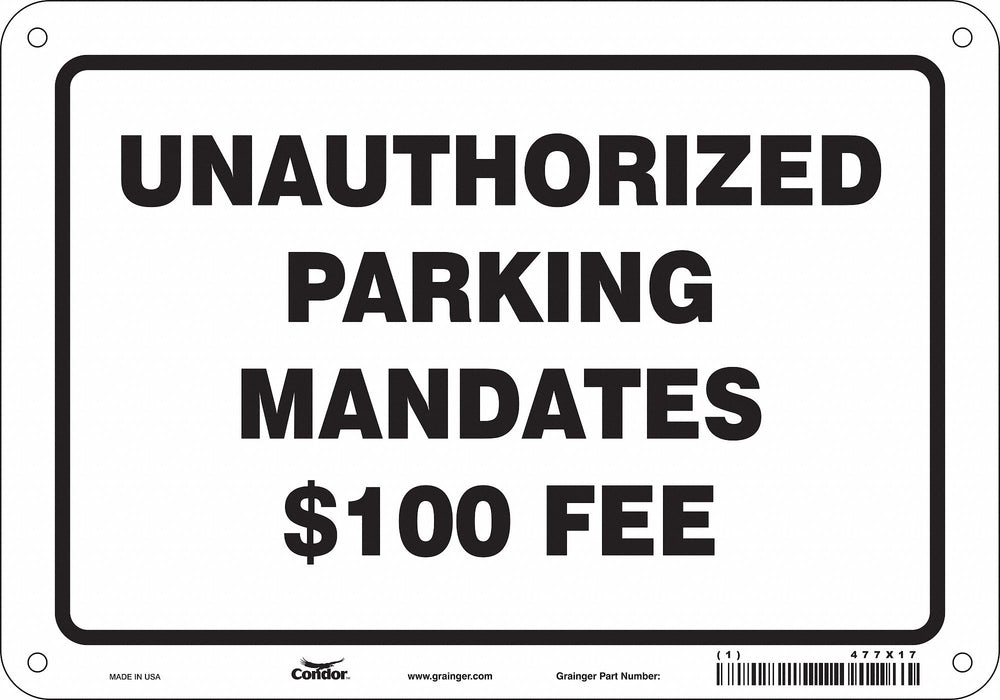 Unauthorized Vehicles Parking Sign 7x10 