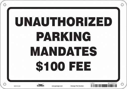 Unauthorized Vehicles Parking Sign 7x10 