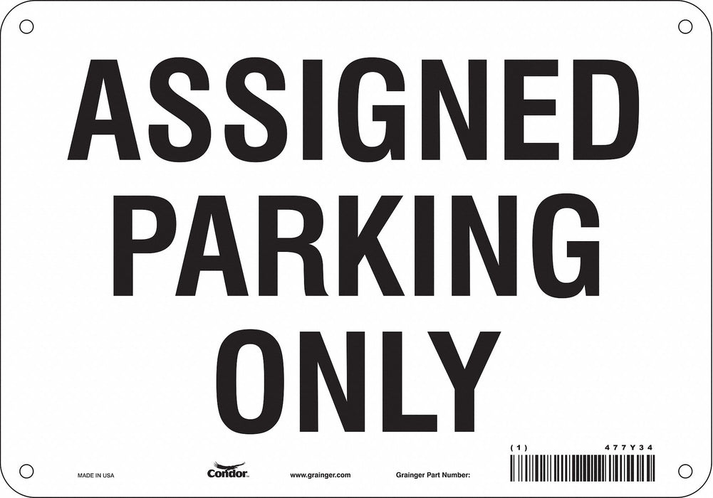 Assigned Parking Sign White 7 x 10 