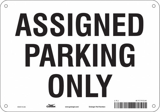 Assigned Parking Sign White 7 x 10 