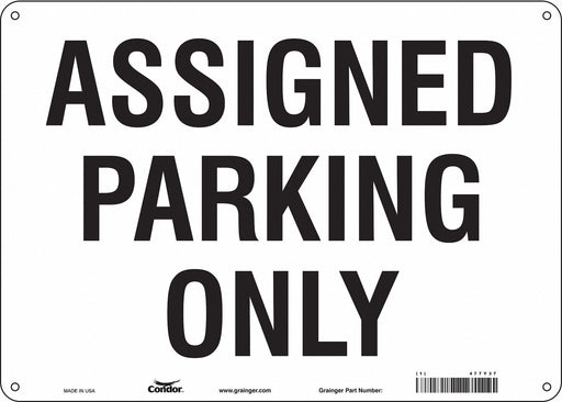 Assigned Parking Sign White 10 x 14 