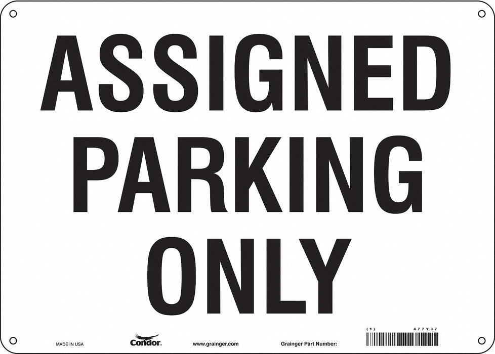 Assigned Parking Sign White 10 x 14 