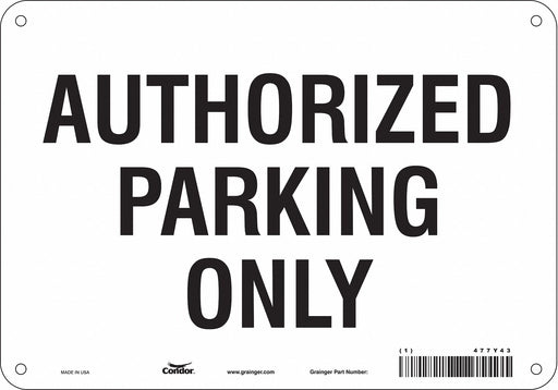 Authorized Parking Sign White 7 x 10 