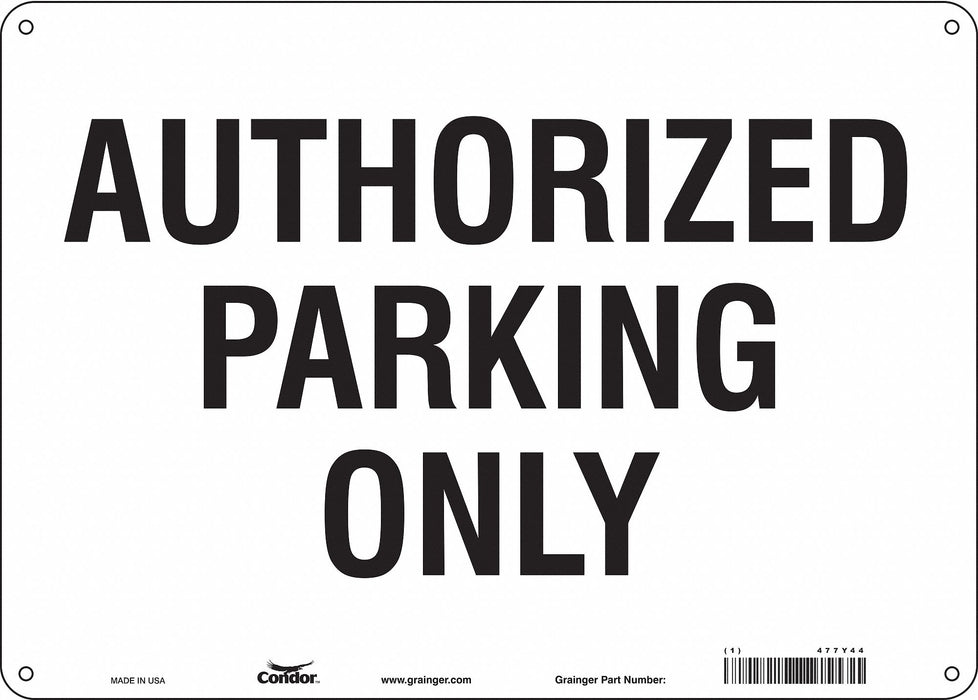Authorized Parking Sign White 10 x 14 