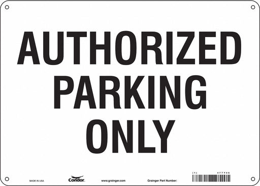 Authorized Parking Sign White 10 x 14 