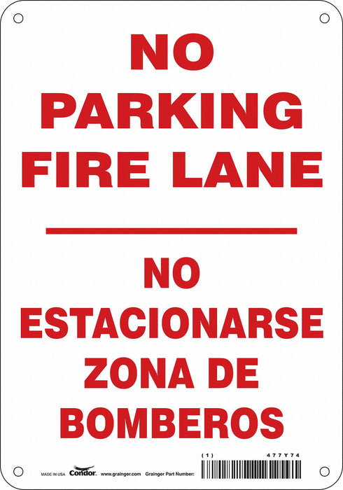Fire Lane No Parking Sign 10 x 7 