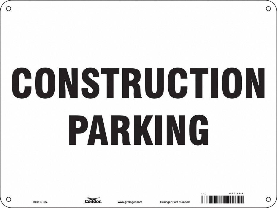 Construction Parking Sign 18 x 24 