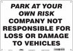 Theft Advisory Parking Sign 10 x 14 