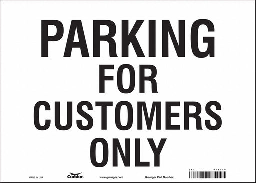 Customer Parking Sign 10 x 14 