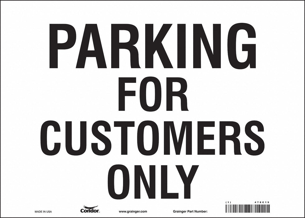 Customer Parking Sign 10 x 14 