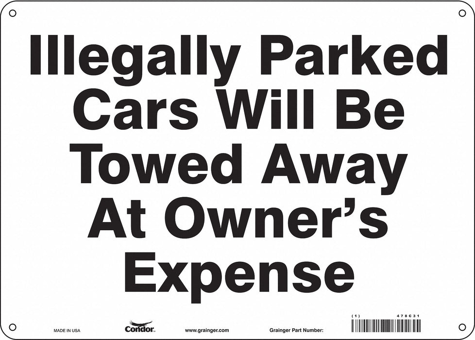 Vehicles Will Be Towed Sign 10 x 14 
