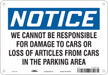 Parking Lot Damage Sign 7 x 10 