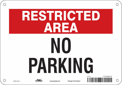 Restricted Area No Parking Sign 7 x 10 