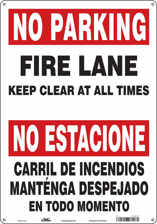 Fire Lane No Parking Sign 20 x 14 