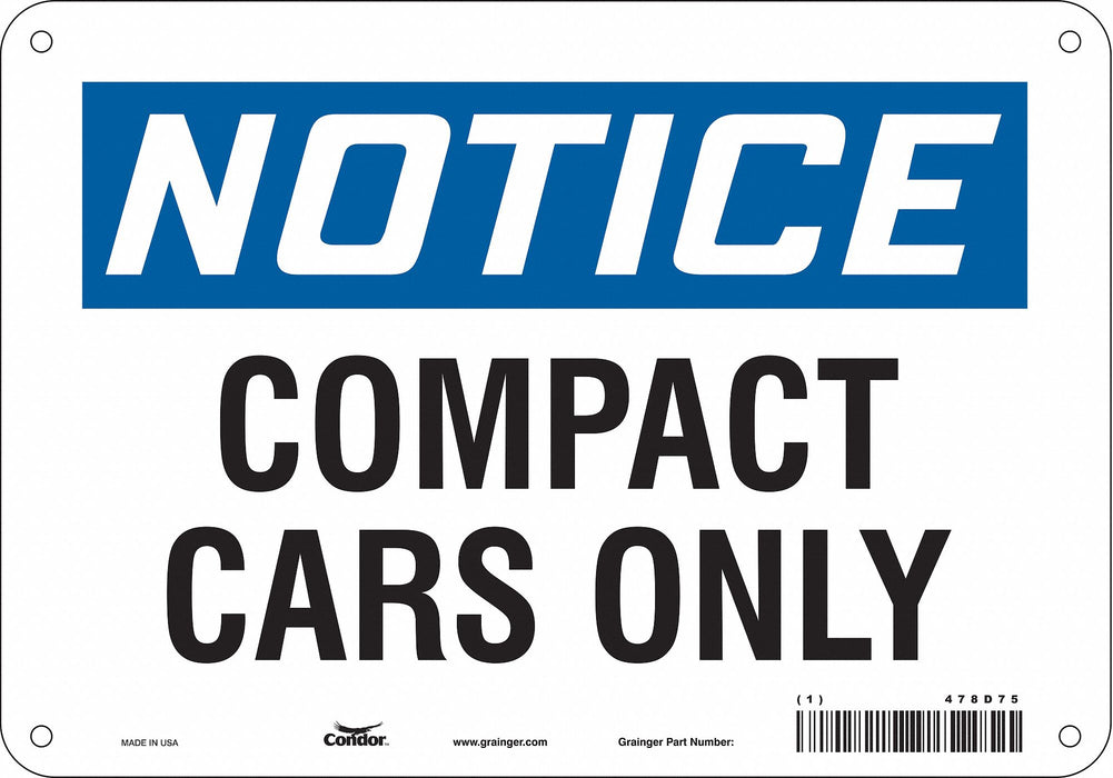 Compact Car Parking Sign 7 x 10 