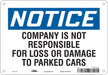 Parking Lot Damage Advisory Sign 7 x10 