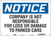 Parking Lot Damage Advisory Sign 10 x14 