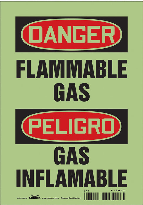 Safety Sign 10 in x 7 in Glow Vinyl