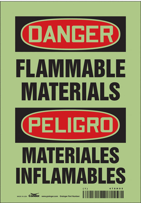 Safety Sign 10 in x 7 in Glow Vinyl