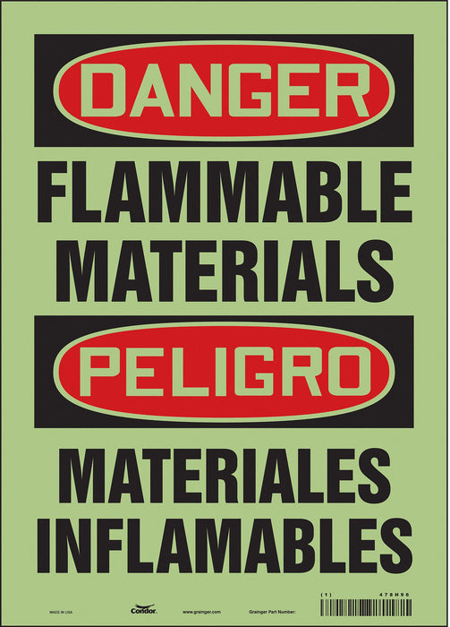 Safety Sign 14 inx10 in Glow Vinyl