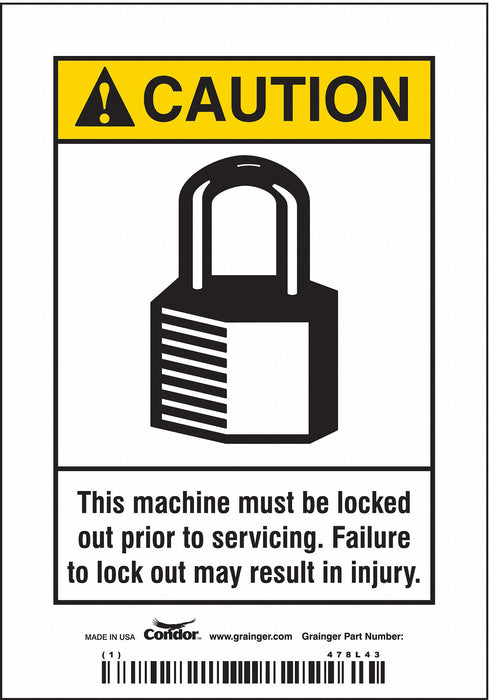 Safety Sign 5 inx3 1/2 in Vinyl