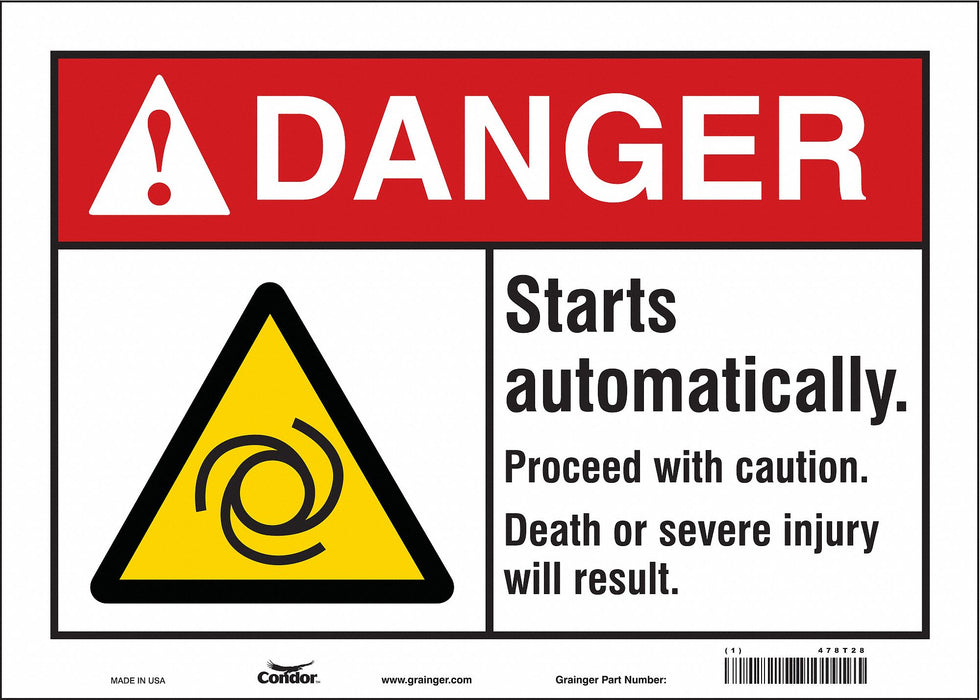 Safety Sign 10 in x 14 in Vinyl