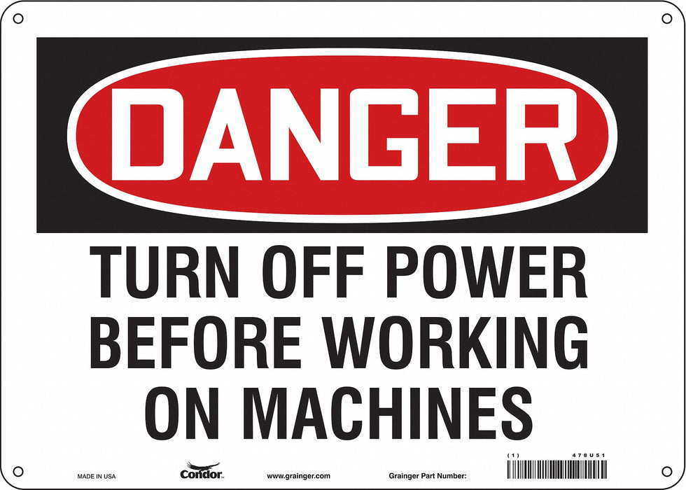 Safety Sign 10 in x 14 in Polyethylene