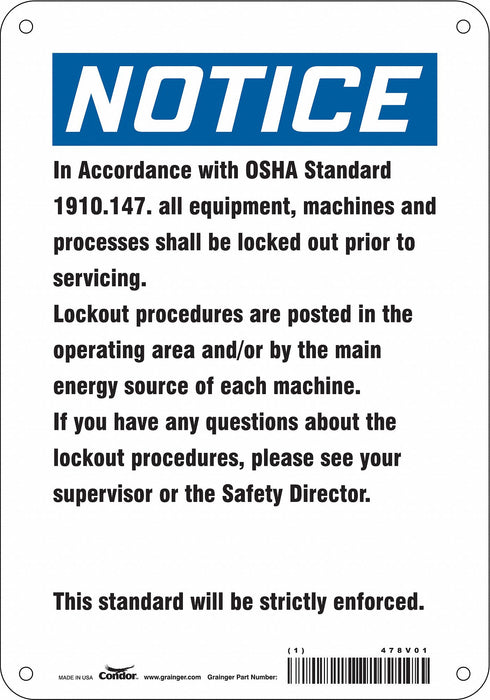 Safety Sign 10 in x 7 in Aluminum