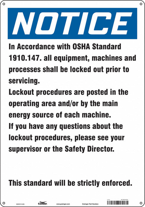 Safety Sign 20 in x 14 in Aluminum