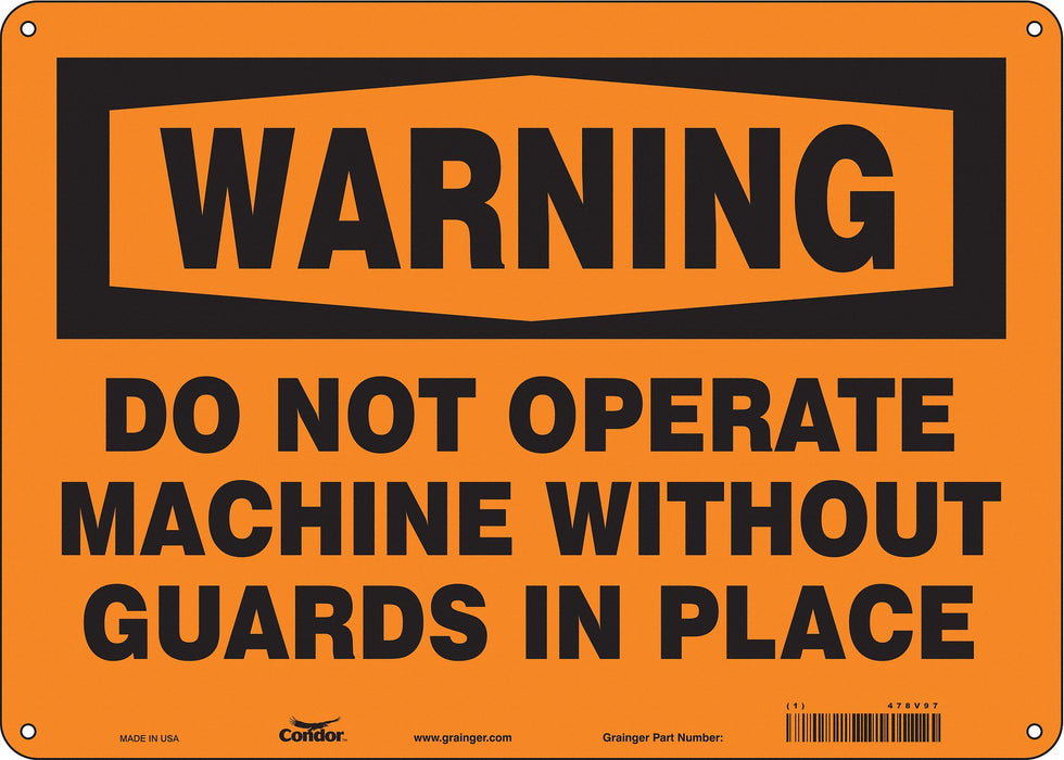 Safety Sign 10 in x 14 in Polyethylene