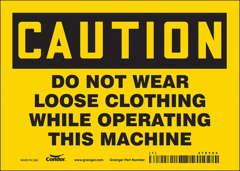 Safety Sign 5 in x 7 in Vinyl