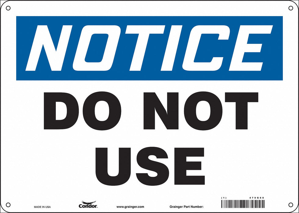 Safety Sign 10 in x 14 in Polyethylene
