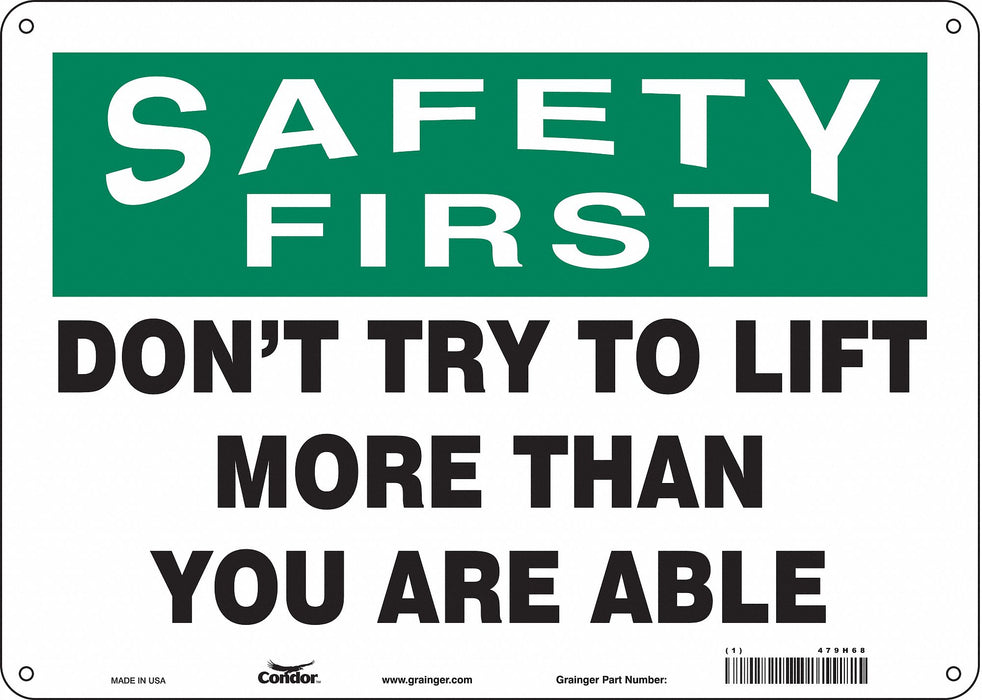 Safety Sign 10 in x 14 in Polyethylene